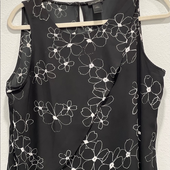 Ann Taylor Black Floral Wrap Top M - Picture 4 of 5